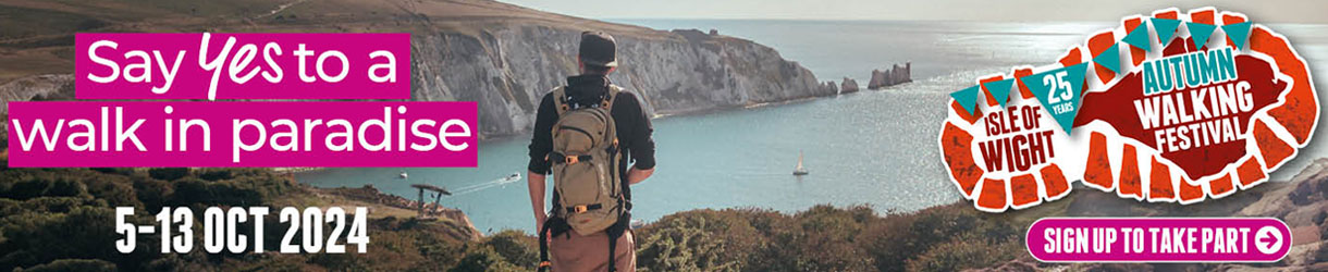 Walker enjoying the sea view from Headon Warren on the Isle of Wight